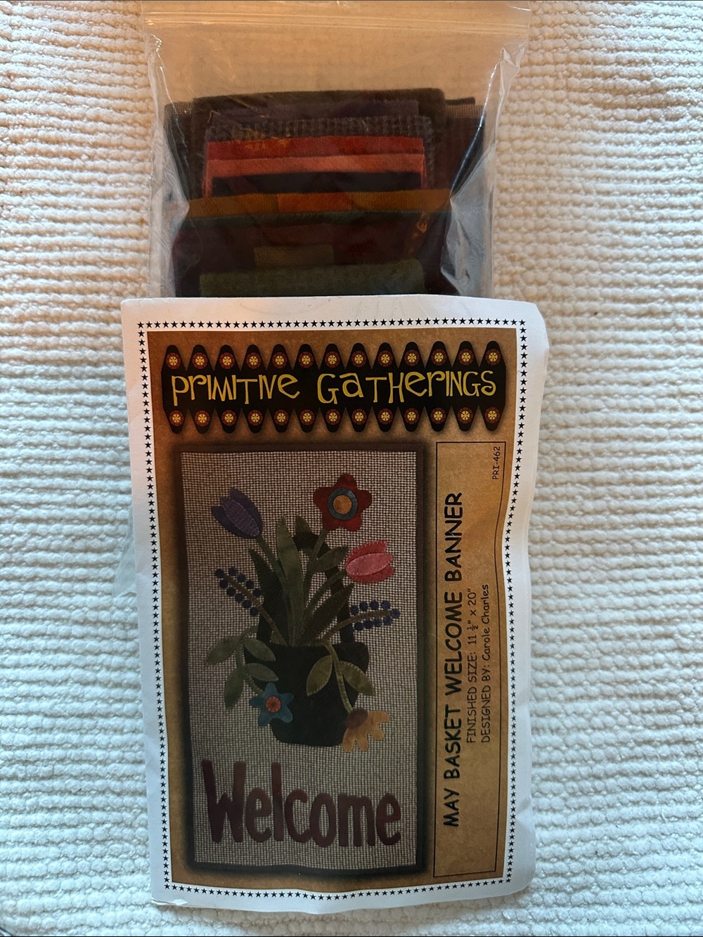 Primitive Gatherings “May Basket Welcome Banner” wool kit
